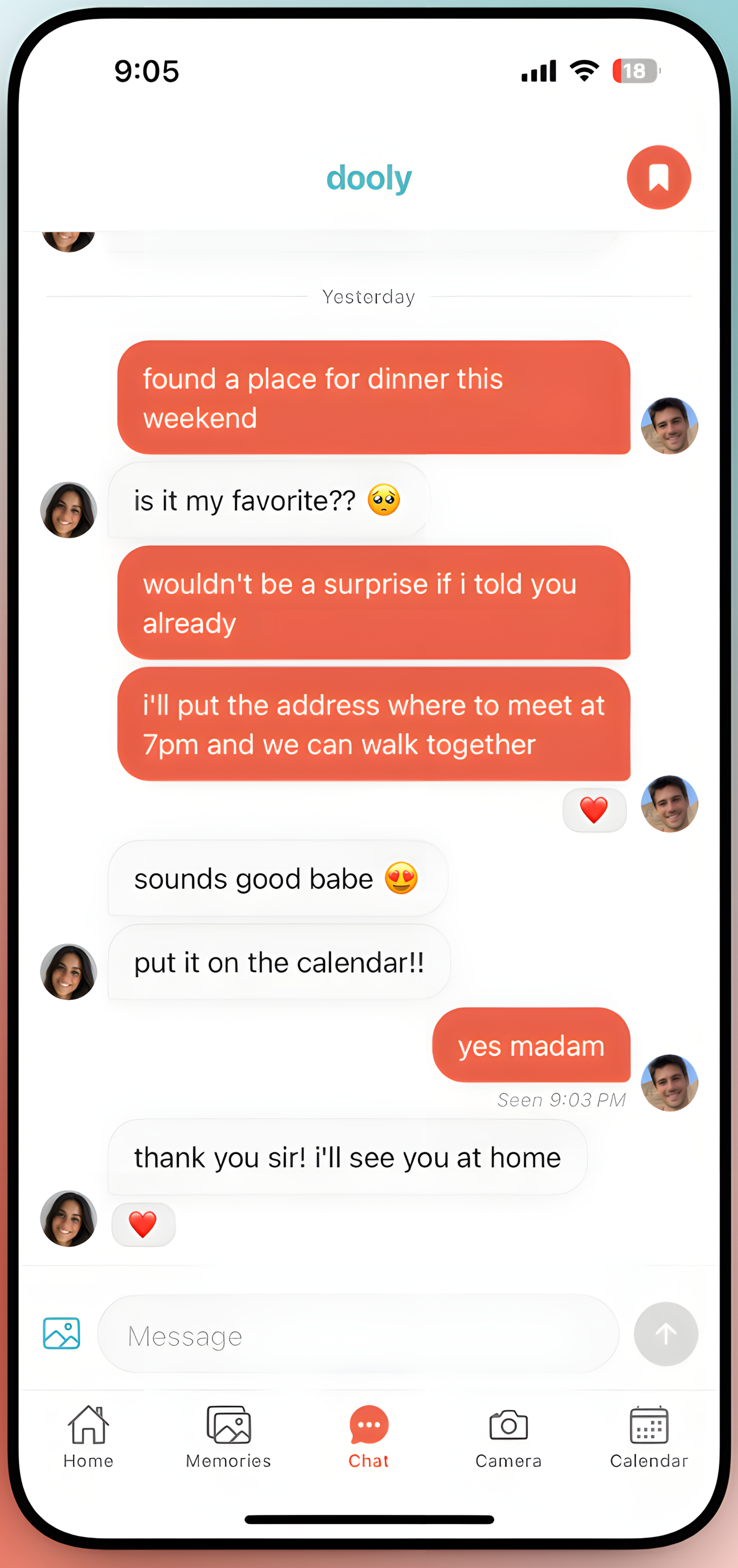 Chat tab — a private conversation